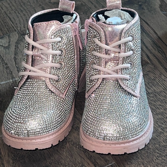 Glitter boots size 25 European US 9 pink silver toddler girl kids shoes - Picture 6 of 7